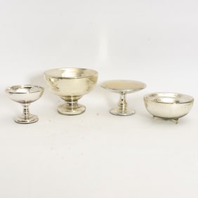 Group of Four Mercury Glass Footed Bowls