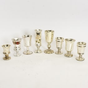 Group of Eight Assorted Mercury Glass Table Articles