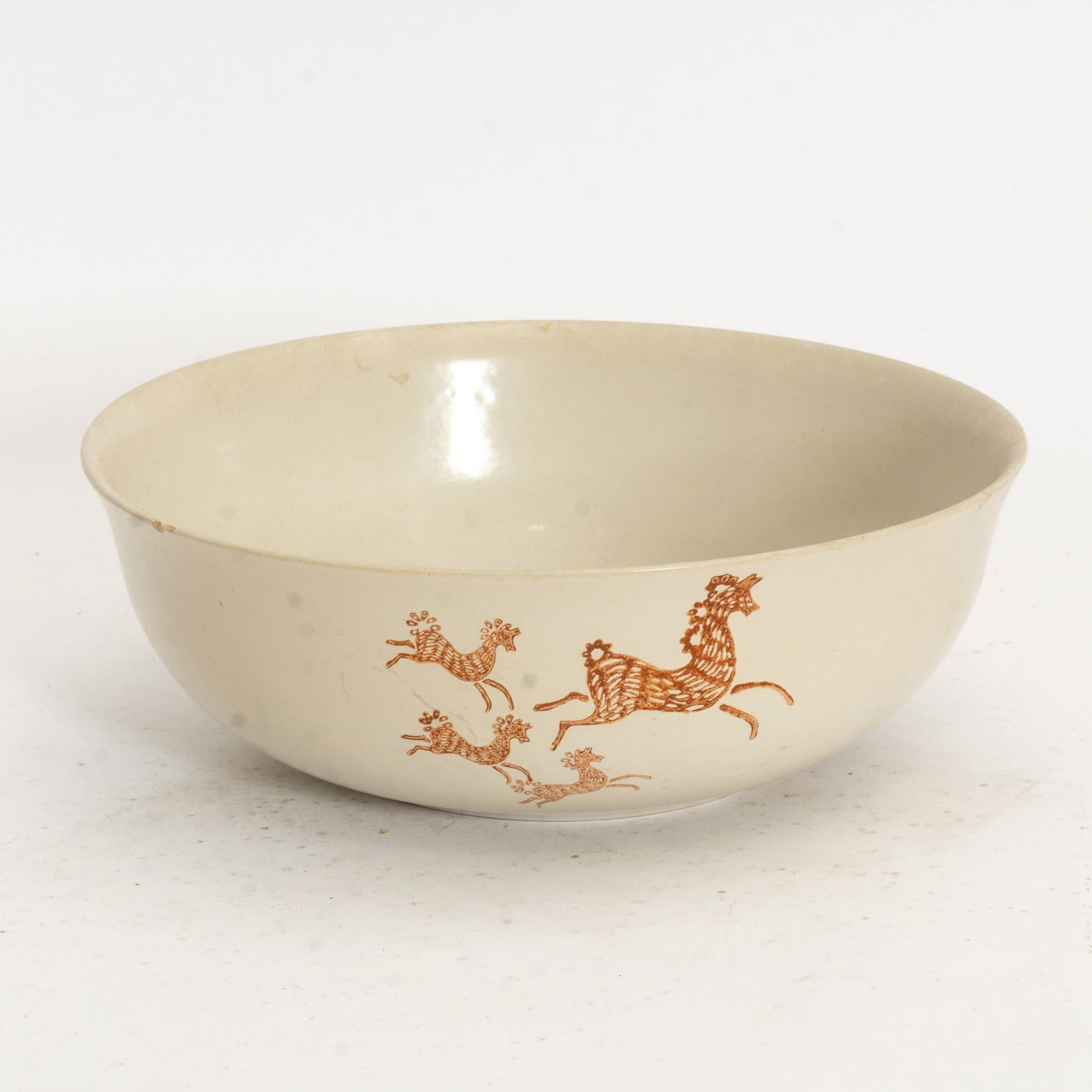 Eva Zeisel For Monmouth Stoneware Serving Bowl: (4" h x 11 3/8" dia) Chip to rim, crack