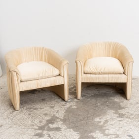 Pair of Cream Upholstered Club Chairs