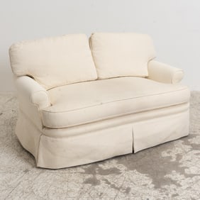 Cream Upholstered Loveseat