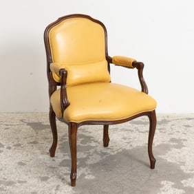 Louis XV Style Leather Upholstered Fauteuil