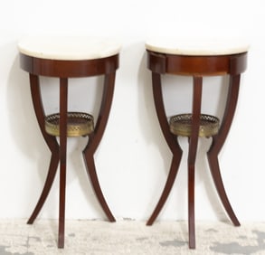 Pair of Marble-Top Side Tables
