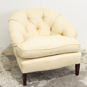 Cream Tufted Upholstered Club Chair