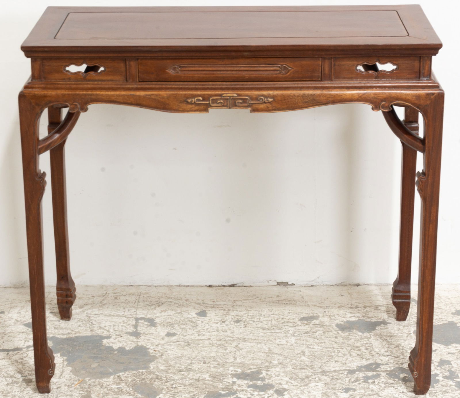 Asian Style Mahogany Console: 32" h x 35" w x 15" d