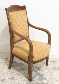 French Empire Mahogany Upholstered Fauteuil