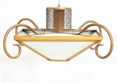 Brass Frosted Glass Ceiling Light