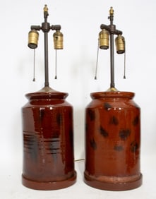 Pair of Glazed Ceramic Table Lamps