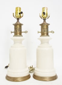 Pair of White Ceramic Table Lamps