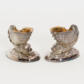 Pair of Silverplate Dolphin Form Salts
