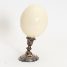 Sterling Silver Candlestick with Mounted Ostrich Egg