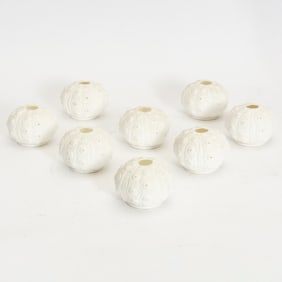 Set of Eight Sea Urchin Form Porcelain Votive Candle Holders