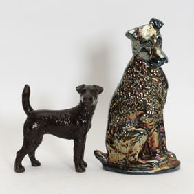 Two Cast Iron Dog Figures