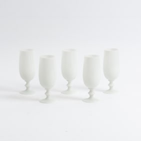Set of Five Milk Glass Cordial Glasses