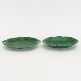 Two Majolica Leaf Form Trays