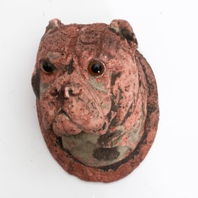 Painted Ceramic Bulldog Bust Wall Mount