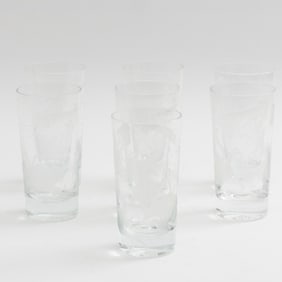 Set of Seven Artel Etched Highball Glasses
