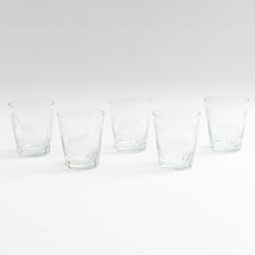 Set of Five Animal Pattern Etched Glass Tumblers