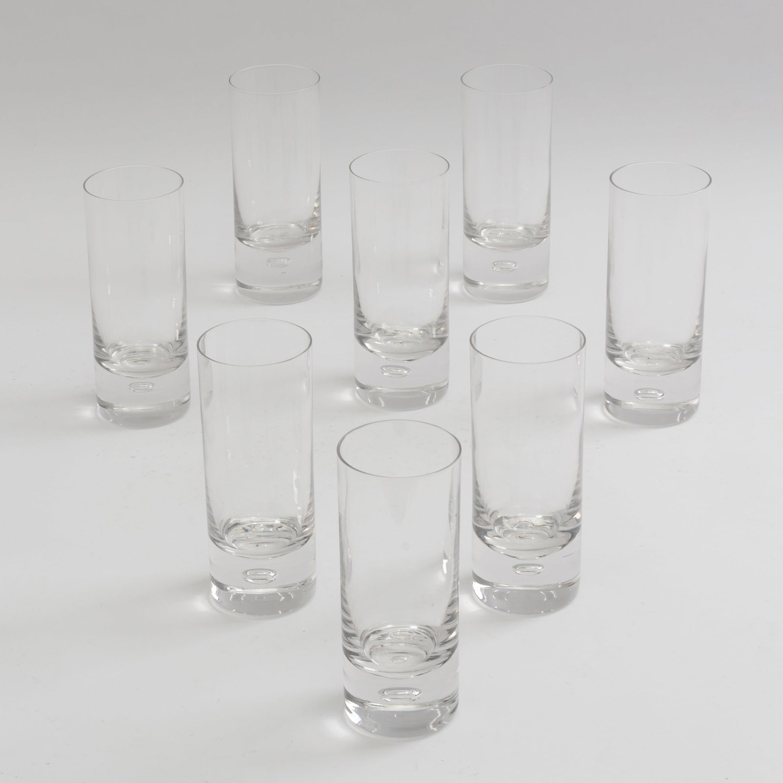 Set of Eight Dartington Highball Glasses: 6 1/2" h x 2 5/8" dia