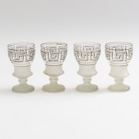 Set of Four Partially Frosted Glasses