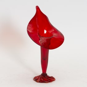 Red Glass Tulip Vase