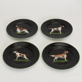 Set of Four Tiffany & Co. Hunting Dog Plates
