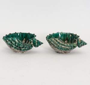 Par of Glazed Shell-Form Catchalls