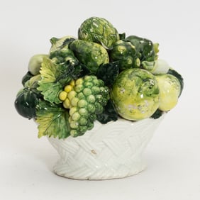 Glazed Ceramic Fruit Basket Centerpiece