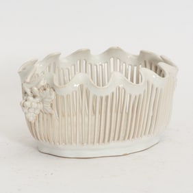 White Glazed Ceramic Basket
