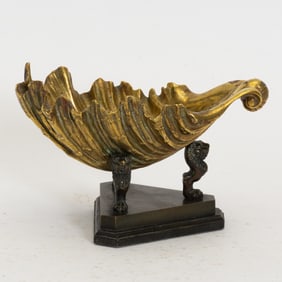 Bronze Partially Gilt Shell Form Dish