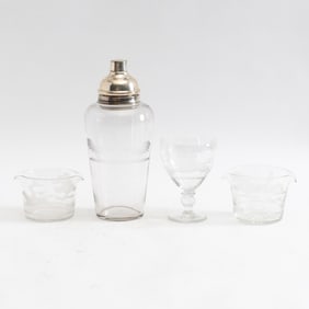 Collection of Etched Glass Barware
