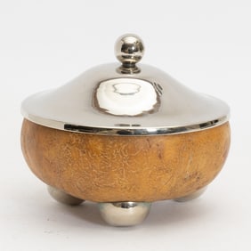 Silverplate Lidded Footed Gourd