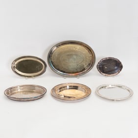 Group of Six Silverplate Trays