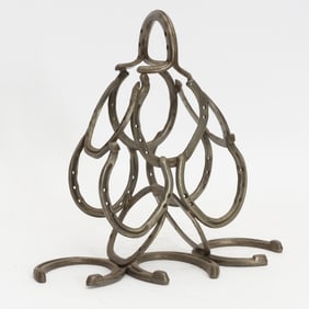 Wrought Iron Horseshoe Form Bottle Rack