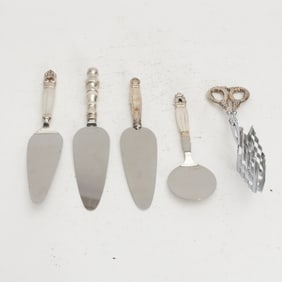 Group of Five Sterling Handled Serving Tools