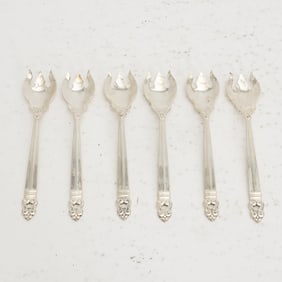 Set of Six Georg Jensen Sterling Silver Cocktail Forks