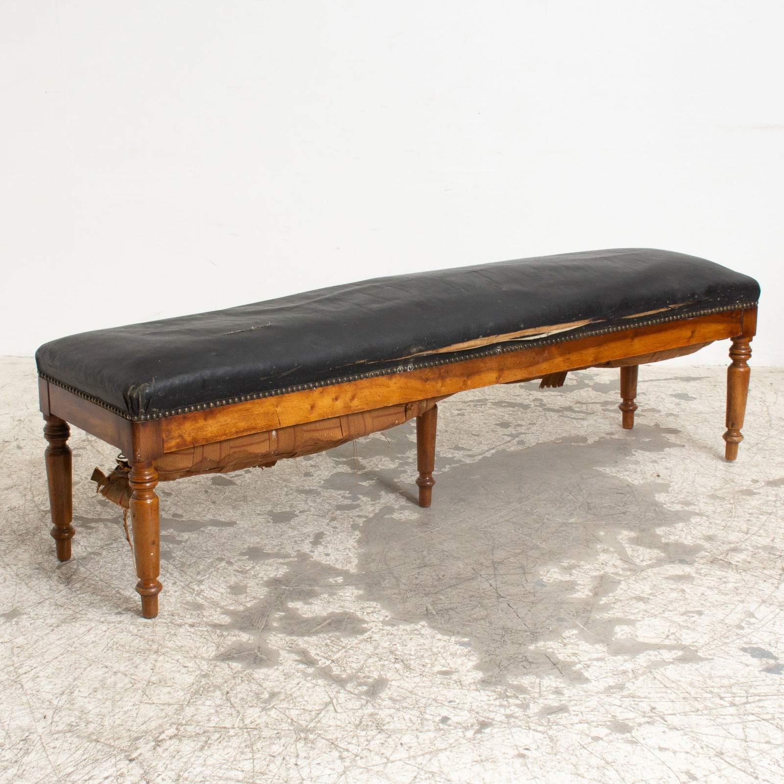 Regency Style Upholstered Fruitwood Bench (1 of 8)