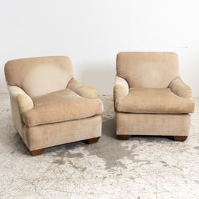 Pair of Beige Upholstered Armchairs
