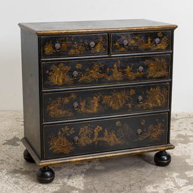 William & Mary Style Chinoiserie Decorated Chest of Drawers