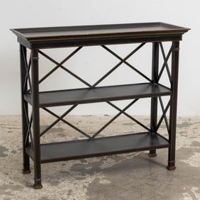 Painted Wood Two-Tier Shelve