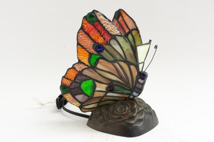 Stained Glass Butterfly-Form Lamp