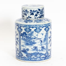 Chinese Blue and White Porcelain Tea Caddy