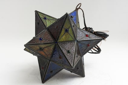 Stained Glass Star Form Hanging Light
