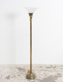 Gilt Metal Column-Form Floor Lamp