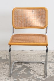 Blonde Wood and Tubular Metal 'Cesca' Side Chair
