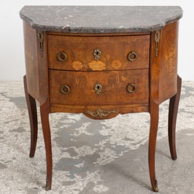 Louis XV Style Marquetry Commode with Marble Top