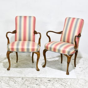 Pair of George II Style Walnut Armchairs