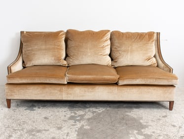 Tan Velvet Upholstered Sofa