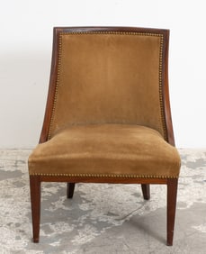 Mahogany Tan Upholstered Side Chair
