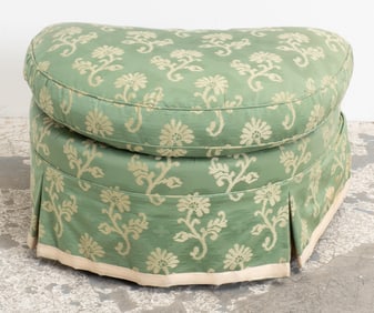 Green Upholstered D-Shaped Ottoman